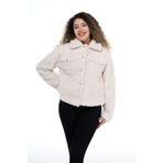 Butik Peluş Ceket Çıtçıtlı Gömlek Yaka Aplike Çift Cep Uzun Kollu