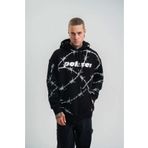 Butik POLIZEI Premium Kalite Kapşonlu Varak Ve Pano Baskılı SweatShirt - Siyah