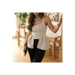Butik Puantiyeli Kalın Askılı Peplum (Volanlı) Kadın Bluz – Şık & Günlük Kullanım