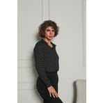 Butik Siyah Puantiyeli Krepe Gömlek 1500047
