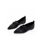 Butik SMT10 Noble Shoes Hakiki Deri Siyah Sivri Burun Babet