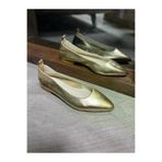 Butik SMT4 Noble Shoes Hakiki Deri Altın Sivri Burun Babet