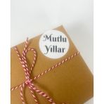 Butik Sosyetik Mutlu Yıllar Siyah Yazılı 4 cm Yuvarlak Sticker Etiket 120 Adet