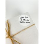 Butik Sosyetik Sizin Için Özenle Hazırlandı Siyah Yazı Kalpli 5 cm Yuvarlak Yapışkanlı Sticker 100 Adet
