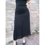 Butik Tesettür Büyük Beden Deri Detaylı Astarlı Pileli Krep Anne Eteği - Siyah - 36