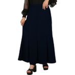 Butik Tesettür Kadın Yarım Kloş Etek Uzun Portoriko Kumaş 8 Parça Rahat ve Şık - Lacivert - 66