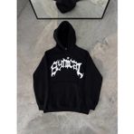 Butik Üç İplik Kapşonlu Baskılı Oversize SweatShirt- Siyah