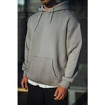 Butik Üç İplik Penye Kapşonlu Basic SweatShirt - Boyalı Gri