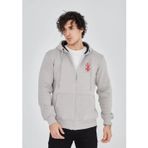 Butik Unisex Baskılı Tam Fermuarlı Kapşonlu SweatShirt - Boyalı Gri