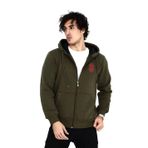 Butik Unisex Baskılı Tam Fermuarlı Kapşonlu SweatShirt - Haki