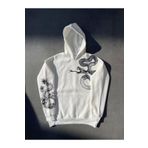 Butik Uzun Kol Kapşonlu Baskılı SweatShirt - Beyaz