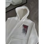 Butik Uzun Kol Kapşonlu Ön Ve Arka Baskılı SweatShirt - Beyaz