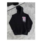 Butik Uzun Kol Kapşonlu Ön Ve Arka Baskılı SweatShirt - Siyah