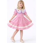Butik Yeni Sezon Vintage Yaka Detaylı Nakış Işleme Elbise - 3 - 4 Yaş - Pembe