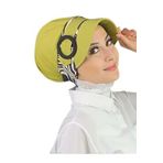 BUTİKAMBAR Nazlı Model Tokalı İnce Krem Zebra Desenli Tesettür Şapka yağ yeşili