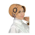 BUTİKAMBAR Nazlı Model Tokalı Zebra Desenli Tesettür Şapka taba