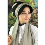 BUTİKAMBAR Siyah Biritli Tesettür Şapka-şal siyah