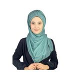 BUTİKAMBAR Sultan Model Su Yeşili Simli Şifon Büzgülü Şal su yeşili