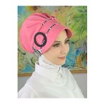 BUTİKAMBAR Tokalı İnce Zebra Desenli Şeker Pembe Tesettür Şapka şeker pembe