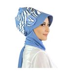 BUTİKAMBAR Zebra Desenli Açık Mavi Tokalı Tesettür Şapka Şal açık mavi
