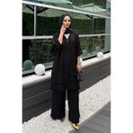 Butikcadde Siyah Keten Gömlek Alt Üst Takım