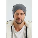 Butikgiz Erkek Gri Termal %100 Pamuklu Soft 2 Stil 1 Arada Bere Premium Cuts Serisi