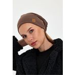 Butikgiz Kahverengi Arkası Açılabilir eşsiz, rahat ultra yumuşak esnek trendy 4 mevsim Penye Bandana Bere