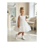 BUTİKHAPPYKİDS Kız Çocuk Beyaz Payetli Volanlı Tüllü Prenses Abiye Elbise 1-5 Yaş