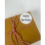 Butiksosyetik Happy Birthday Siyah Yazılı 5 cm Yuvarlak Yapışkanlı Sticker 100 Adet