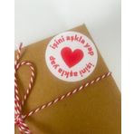 Butiksosyetik Işini Aşkla Yap Yuvarlak Kalpli Kırmızı 4 cm Yapışkanlı Sticker 100 Adet
