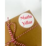 Butiksosyetik Mutlu Yıllar Kırmızı Yazılı 5 cm Yuvarlak Sticker Etiket 100 Adet