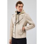 Butler Erkek Bej Kapüşonlu Biker Deri Ceket 24WGF6527FT - XL