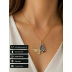 Butterfly Kadın Kolye Paslanmaz Çelik Renkli Kanat Taşlı Hediye