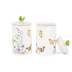 Butterfly Lovers Porselen Kavanoz Seti, Kelebek Desenli, 20cm, 2 Parça, Mutfak Saklama Kabı