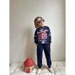 ButumiKids Yeni Sezon Erkek Çocuk Yazı Baskı Detaylı Pamuk Kumaş Kırmızı Alt Üst Takım - Lacivert - 11 – 12 Yaş
