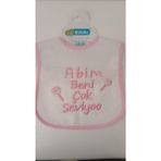 Buude My Baby Kumsal Su Geçirmez Abim Beni Çok Seviyor Baskılı Bebek Mama Önlüğü - 0 - 12 Ay - Pembe
