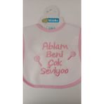 Buude My Baby Kumsal Su Geçirmez Ablam Beni Çok Seviyor Baskılı Bebek Mama Önlüğü - 0 - 12 Ay - Pembe