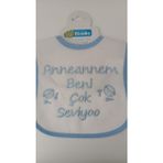 Buude My Baby Kumsal Su Geçirmez Anneannem Beni Çok Seviyor Baskılı Bebek Mama Önlüğü - 0 - 12 Ay - Mavi
