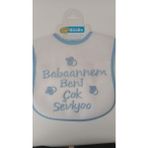 Buude My Baby Kumsal Su Geçirmez Babaannem Beni Çok Seviyor Baskılı Bebek Mama Önlüğü - 0 - 12 Ay - Mavi