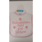 Buude My Baby Kumsal Su Geçirmez Babaannem Beni Çok Seviyor Baskılı Bebek Mama Önlüğü - 0 - 12 Ay - Pembe