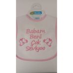 Buude My Baby Kumsal Su Geçirmez Babam Beni Çok Seviyor Baskılı Bebek Mama Önlüğü - 0 - 12 Ay - Pembe