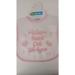 Buude My Baby Kumsal Su Geçirmez Halam Beni Çok Seviyor Baskılı Bebek Mama Önlüğü - 0 - 12 Ay - Pembe