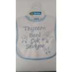Buude My Baby Kumsal Su Geçirmez Teyzem Beni Çok Seviyor Baskılı Bebek Mama Önlüğü - 0 - 12 Ay - Mavi