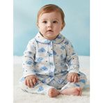 Buufuu Bebek Yenidogan Çocuk Kiz Erkek Pamuklu Oyali Pijama Takımı Hediyelik - Mavi - 0 - 6 Ay