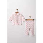 BUUFUU Bebek Yenidogan Çocuk Kiz Erkek Pamuklu Oyali Pijama Takımı Hediyelik Pembe 0-6 Ay