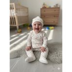 Buufuu Hediyelik Bebek Yenidoğan Hastene Çıkışı Bereli Uzun Kol Çocuk Baskılı Pamuk Alt Üst Takım - Beyaz - 0 - 3 Ay