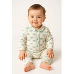 Buufuu Unisex Bebek Yenidogan Pamuklu Oyali Pijama Takımı Hediyelik Kız Erkek Çocuk İçin - Yeşil - 0 - 6 Ay