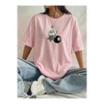 BUWOM Kadın Disko Topu Yıldız Baskılı Bisiklet Yaka T-shirt