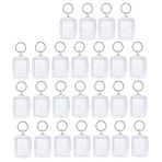 BuxiUGK 25'li Paket Akrilik Anahtarlık Resim Çerçevesi Anahtarlıklar Şeffaf Mini Fotoğraf Çerçevesi Anahtarlıklar Pasaport Fotoğraf Fotoğrafı için