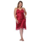 BuyChic Kadın Büyük Beden Saten İç Çamaşırı Seksi Dantelli Pijama Hepsi Pürüzsüz Gecelik Ev Seyahat Açık Hava Parti Elbisesi, Şarap 1, 1X